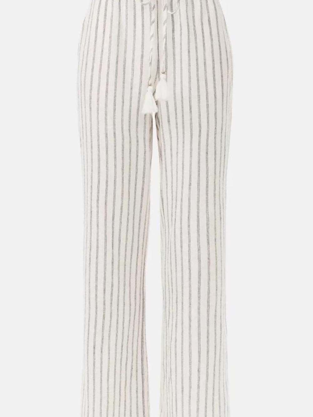 Ellen Tracy womens Medium Linen striped drawstring pants with side pockets